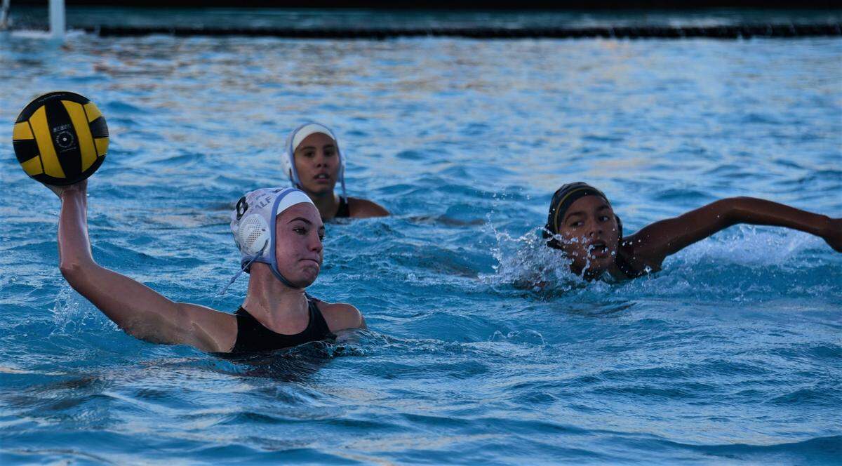 El Capitan High freshman Ellie Metcalf fires a shot during a water polo game against Buhach Colony on Tuesday, Oct. 25, 2022 at Buhach Colony High School in Atwater, Calif.