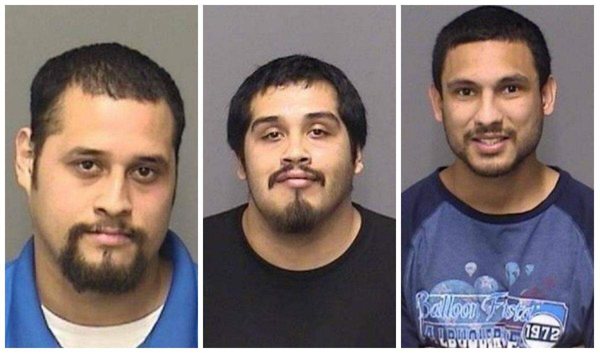 Suspects Felipe Heredia, Louie Gonzales and Christopher Olvera are shown