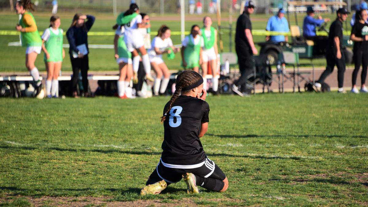 El Capitan High sophomore Anaya Shelton reacts after missing a penalty kick late against Manteca during the Sac-Joaquin Section Division III semifinal match on Tuesday, Feb., 25, 2020 at El Capitan HIgh School.