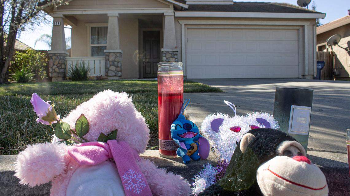 A body was found in a house in the 500 block of Barclay Way in Merced when serving a search warrant on the home in pursuit of a missing girl. Those who knew the girl left stuffed animals and candles in front of the house, and wrote messages on the street in front of the house in chalk.