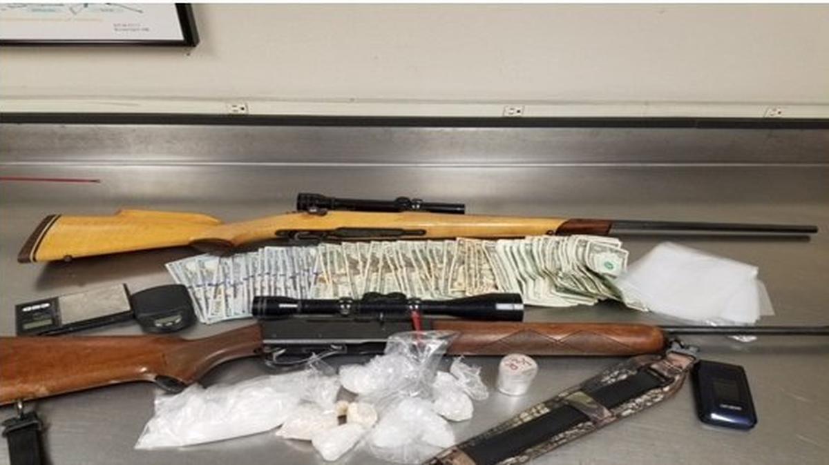 An Atwater man was arrested after police say they found firearms, ammunition, cocaine, meth, marijuana, digital scales, packaging material, and cash at his residence.Photo courtesy of the Merced County Police Department.