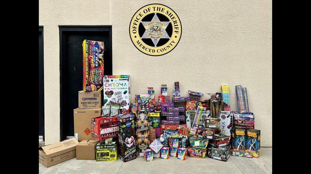 Merced County Sheriff’s Deputies seized more than 200 pounds of illegal fireworks from a residence in Winton, during an investigation into the sale of fireworks through an online marketplace, according to the Merced County Sheriff’s Office. Image courtesy of Merced County Sheriff’s Office.