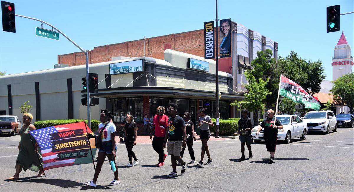 The Juneteenth holiday was celebrated with a downtown parade in Merced, Calif., on Saturday, June 17, 2023.