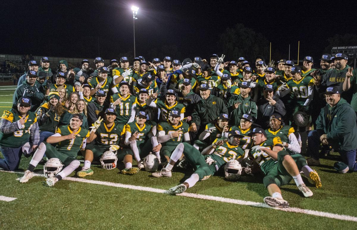 Hilmar after winning the Division VI CIF Sac-Joaquin championship game over Ripon Christian at Turlock High School in Turlock CA on November 30, 2018.