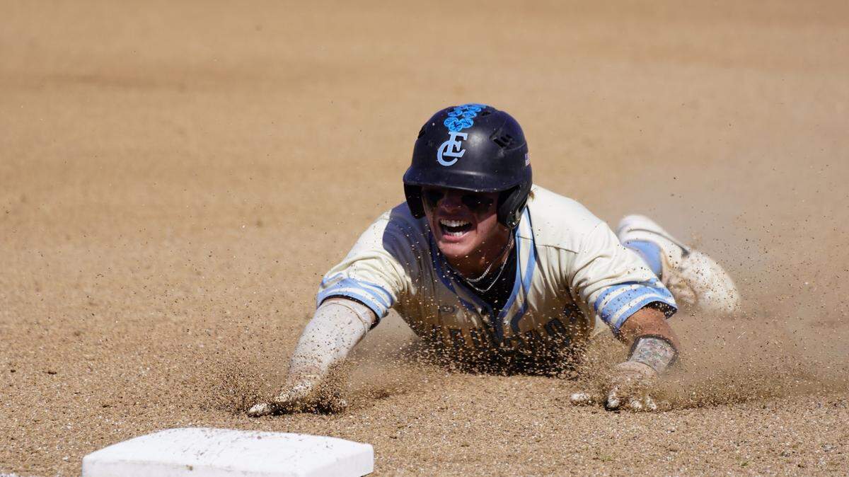 An El Capitan High baseball player slides into a base during a game against Los Banos on Wednesday, April 29, 2026.
