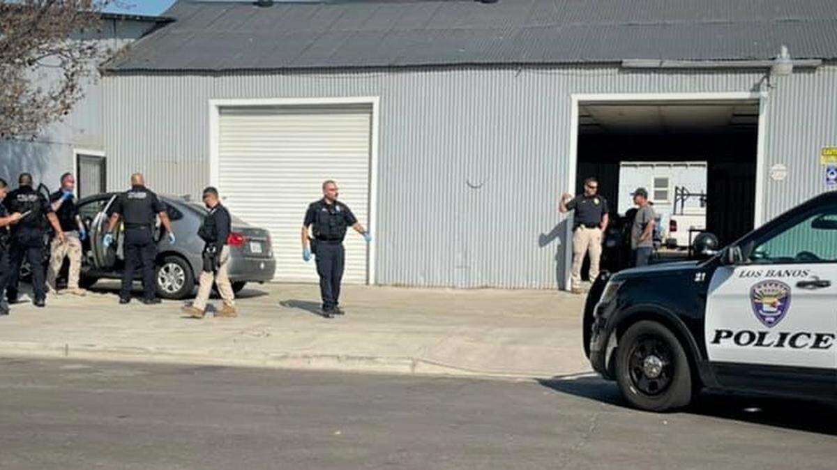 A 42-year old Los Banos man was arrested on suspicion of brandishing a firearm and resisting arrest after he refused to pull over and led police on a chase lasted for one mile before the suspect crashed into a building in Los Banos on Wednesday, July 14, 2021.