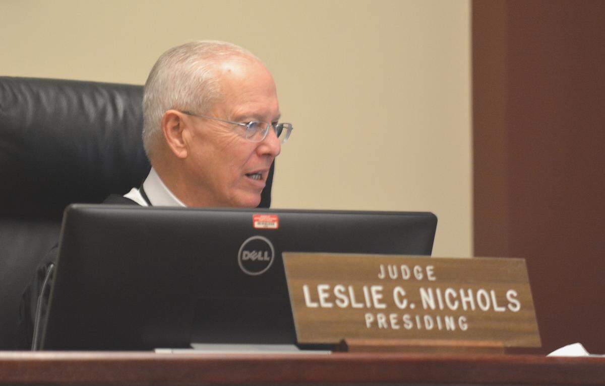 Visiting Judge Leslie C. Nichols talks during a hearing Tuesday, March 26, 2019, in Merced Superior Court in which Merced area contractor Greg Opinski pleaded guilty to aiding and abetting an elected official to become financially interested in a contract.