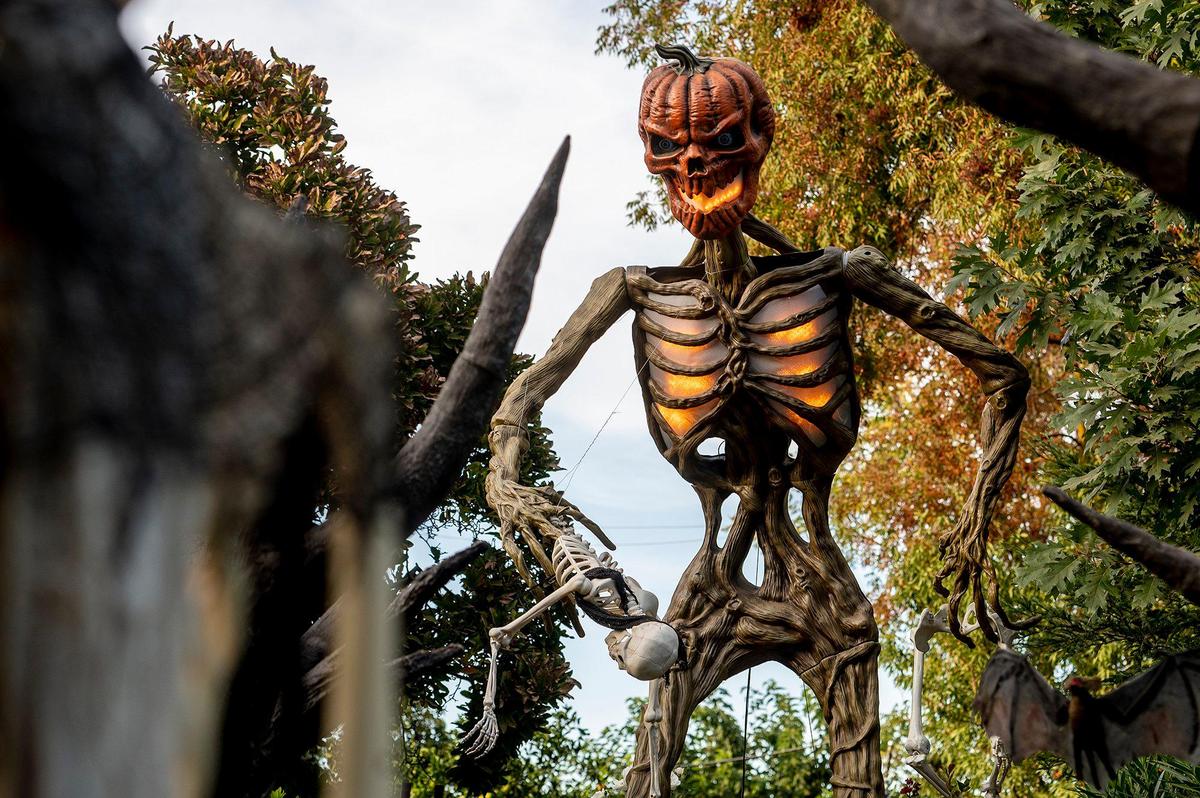 Halloween decorations at the home of Ken and Harmony Anderson on Oregon Drive in Merced, Calif., on Thursday, Oct. 20, 2022.