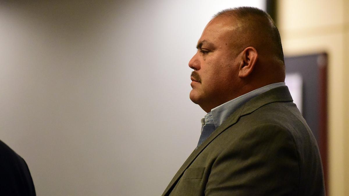 Merced County Supervisor Rodrigo Espinoza appears in court to face a battery charge on Wednesday, Nov. 28, 2019.