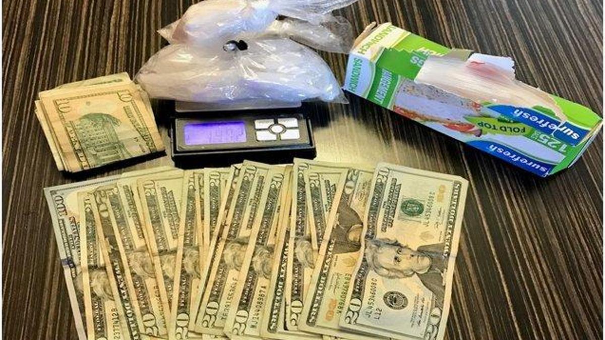 The Merced Police Department said one man was arrested after officers with the Gang Violence Suppression Unit located methamphetamine, packaging material, a digital scale and cash in a Merced Motel 6 room. Photo courtesy of the Merced Police Department.
