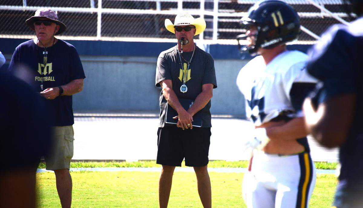 Merced College head football coach Justin Pinasco helps to lead the Blue Devils to rebound season after finishing 3-7 last year.
