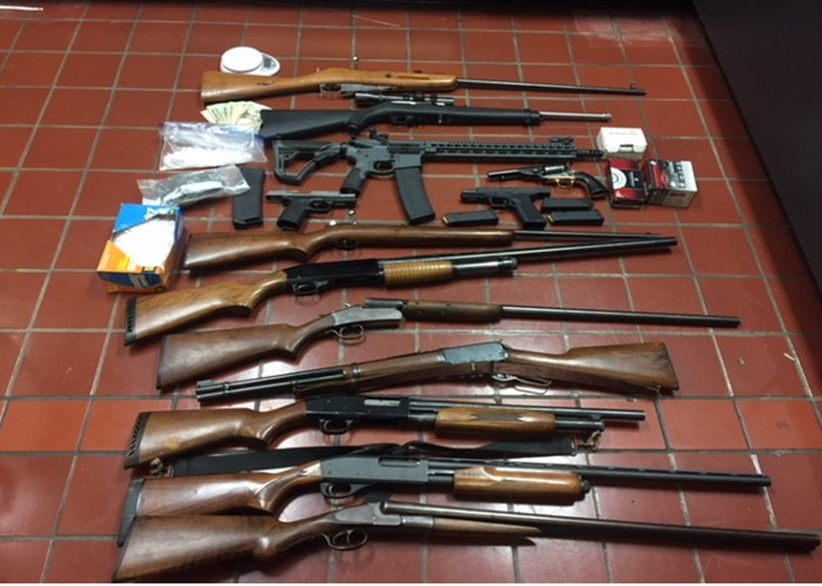 The guns and drugs found in the Winton home of 54-year-old Richard Peel, according to Merced police.