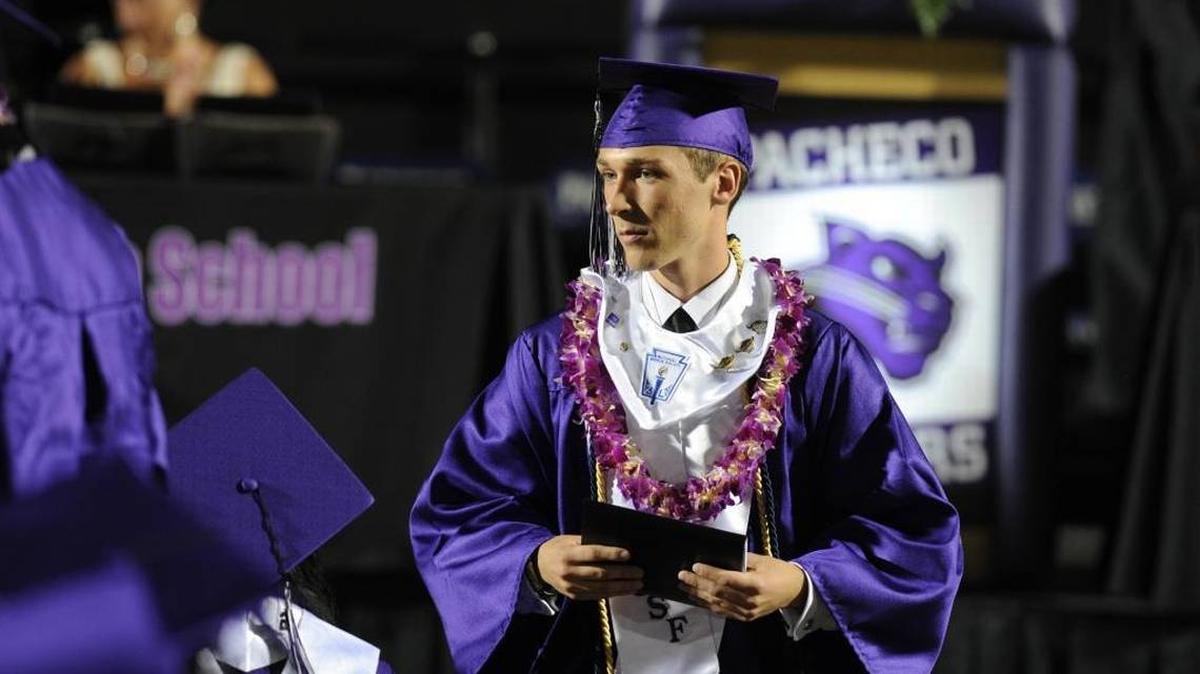 Tyler Turner, 18, of Los Banos, was killed Saturday while skydiving in Lodi, according to his mother Francine Salazar. Turner pictured here in June at commencement ceremonies for Pacheco High School in Los Banos, where he graduated with honors. He planned to attend UC Merced in the fall.