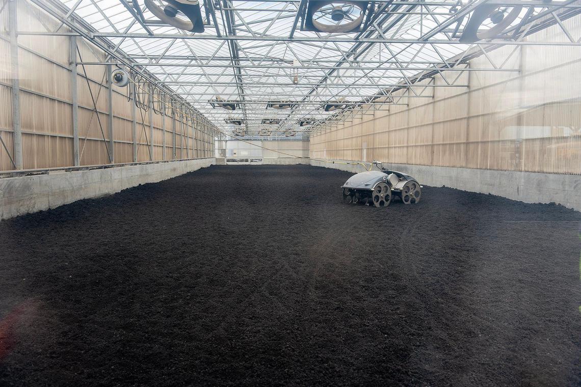 The active solar dryers used to dry sludge and biosolids at the Wastewater Treatment Plant in Merced, Calif., on Thursday, Nov. 21, 2024. Seven chambers measuring 252 feet long and 42 feet wide span about 1.7 acres of land at the plant.