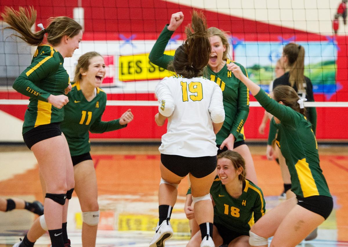 Hilmar players celebrate their 3-0 victory over Colfax in the Div. IV Sac-Joaquin Section title game in Ripon, Calif., Saturday, Nov. 3, 2018.