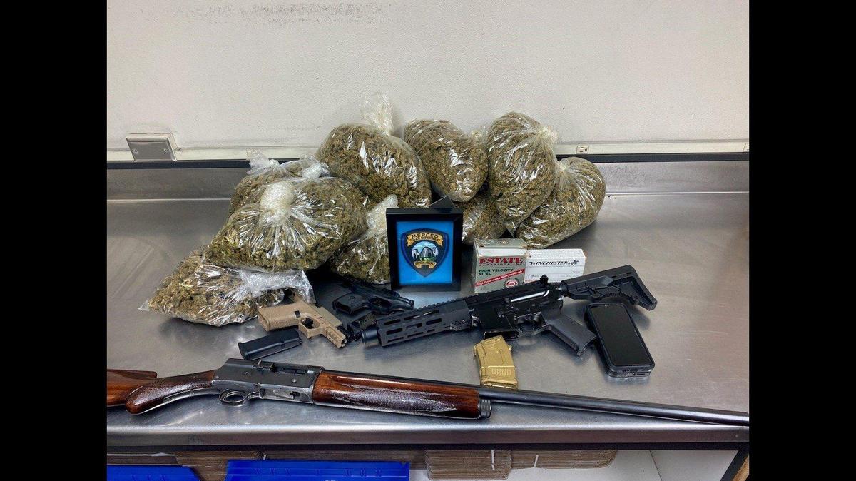A search warrant led to the arrest of a 34-year-old man on suspicion firearm and drug charges on Wednesday, according to the Merced Police Department. Image courtesy of Merced Police Department.