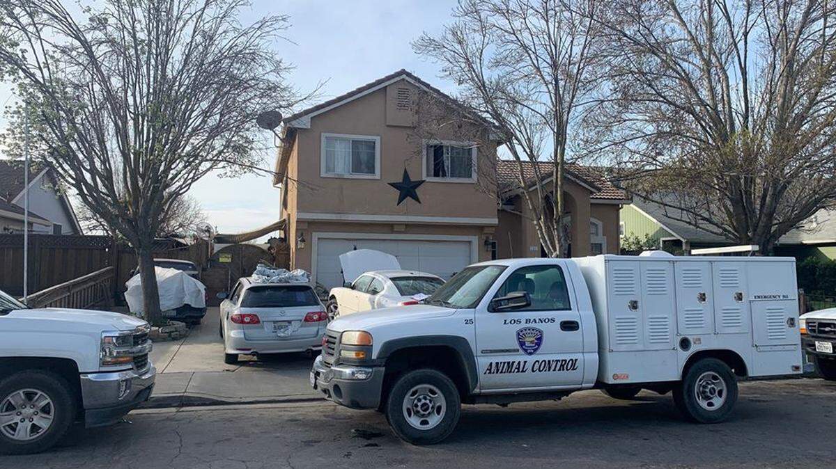 A search warrant led to six arrests Friday at this Los Banos home on the 2200 block of Canal Farm Lane.