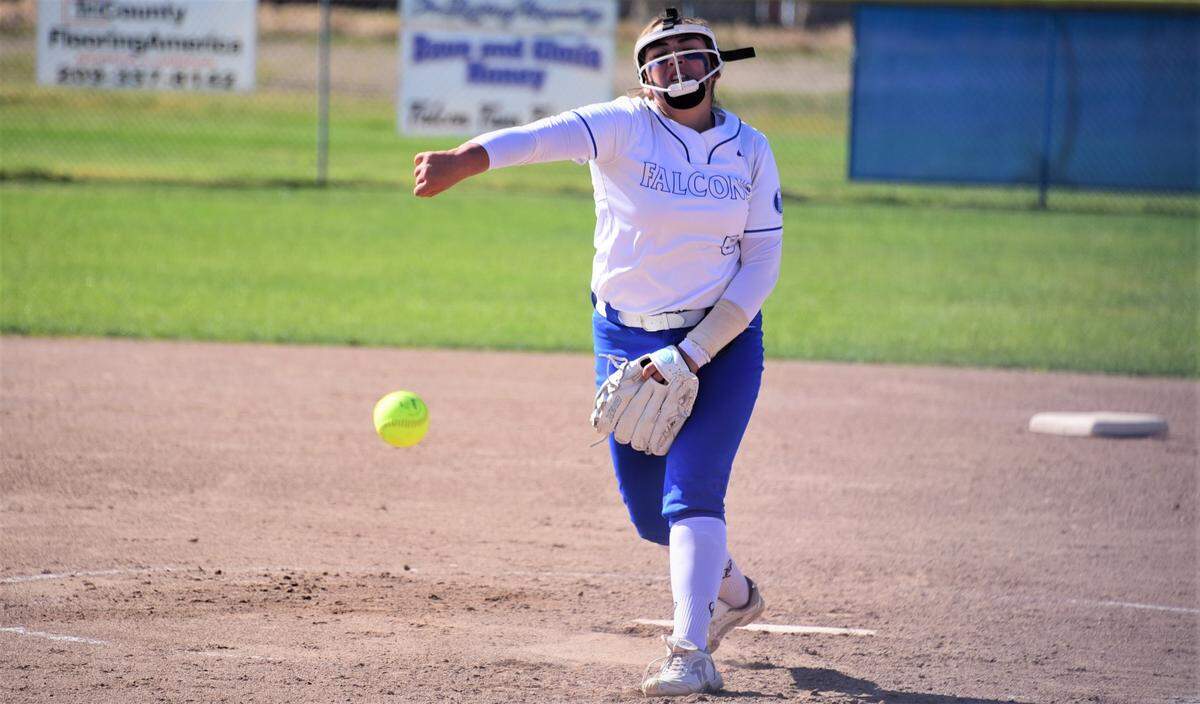 Atwater High senior pitcher Amelie Valdez throws a pitch during a game against Merced on Tuesday, April 12, 2022 at Atwater High School in Atwater, Calif.