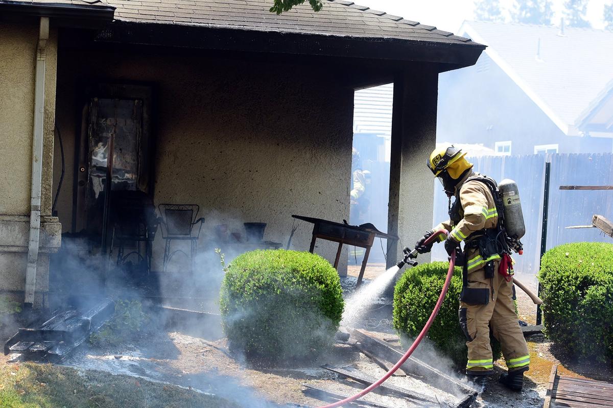 A house fire that burned “a good portion” of a Merced home in the 2700 block of Madrid Way displaced two adults and killed a small dog on Sunday, July 29, 2018, according to Fire Capt. Nathan Frankhauser.
