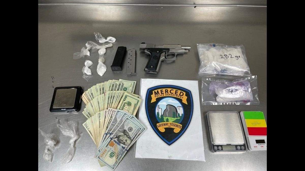 Three suspects were arrested after officers said they located a firearm, ammunition, narcotics, scales and money related to the sales of narcotics in a Merced residence on Saturday, Oct. 23, 2021, according to the Merced Police Department.