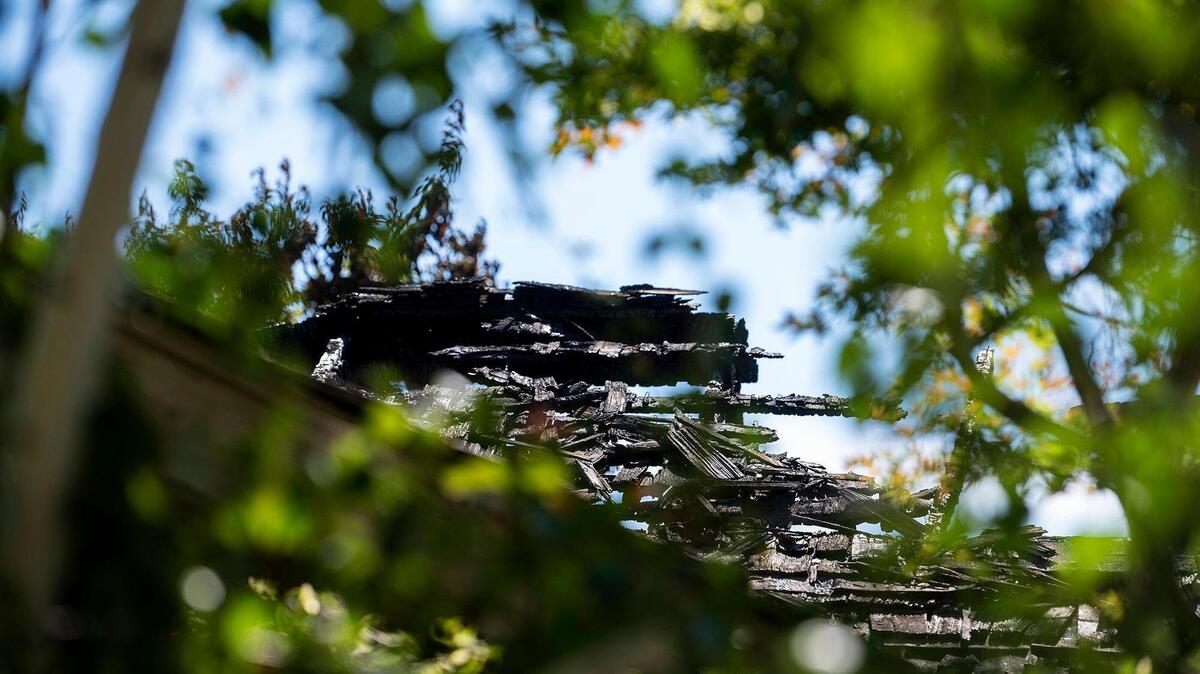Fire damage to the roof of home in the 3400 block of Joerg Avenue is seen on Wednesday, July 7, 2021. According to Merced City Fire Department officials, the fire occurred on July 4 and is believed to have been caused by the use of illegal aerial fireworks.