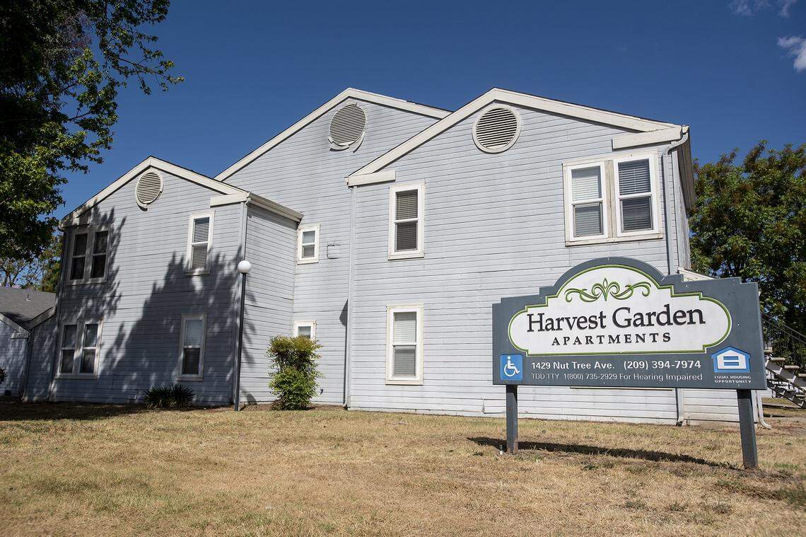 Harvest Garden Apartments located at 1429 Nut Tree Avenue in Livingston, Calif., on Monday, April 26, 2021. In 2020, the coalition sought more than $2.2 million in state and federal tax credits for purchasing and rehabbing the complex.