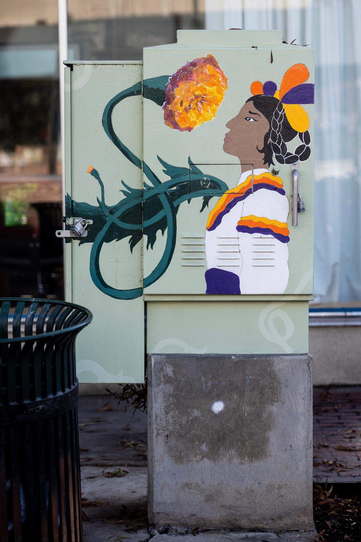 A painted electric box near the intersection of 18th Street and Canal Street in Merced, Calif, on Thursday, Dec. 12, 2024.