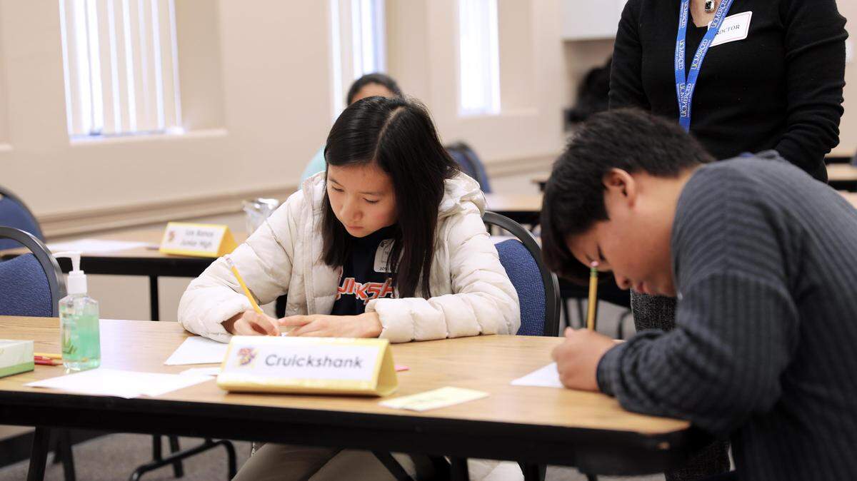 Nicole Nguyen, a 7th grader at Cruickshank Middle School in Merced, took first place in the middle school competition of the Merced County Spelling Bee.