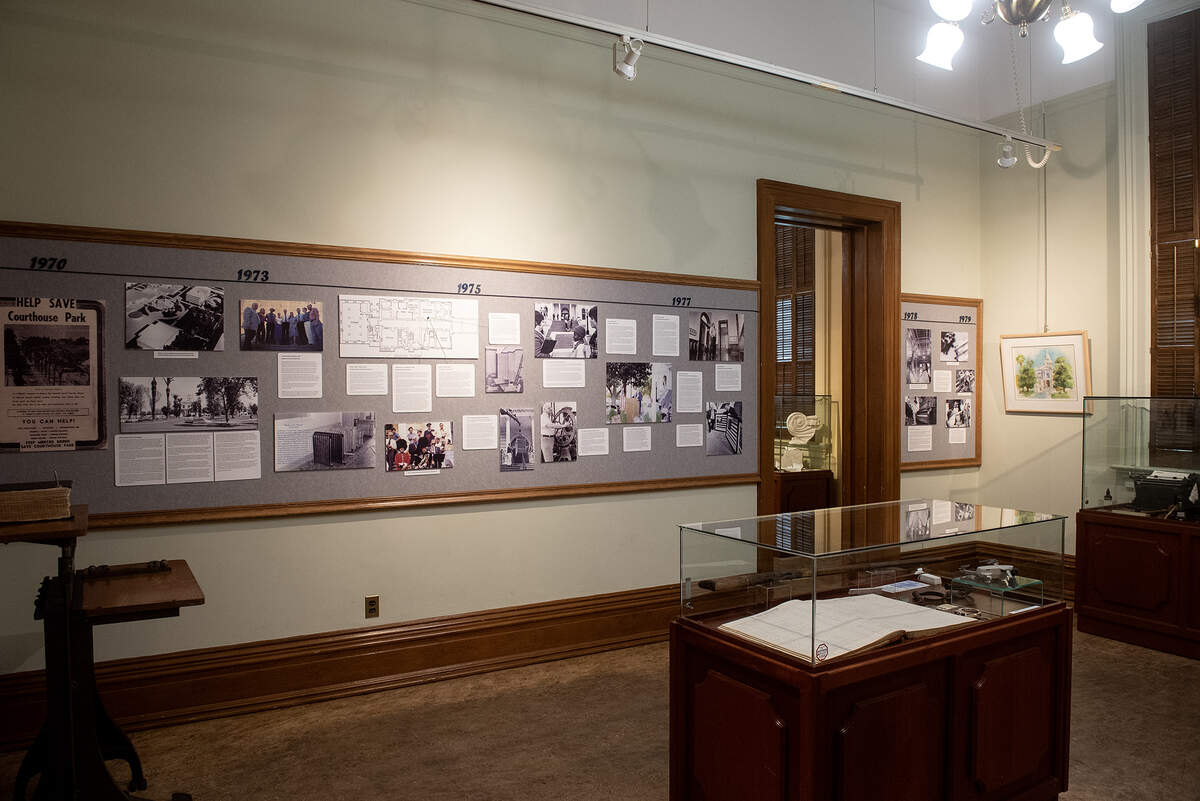 Stories, artifacts and photos which are part of the Merced County Courthouse Museum’s “Old Courthouse: 150 Years, 150 Stories” exhibit at the Merced County Courthouse Museum in Merced, Calif., on Wednesday, Oct. 1, 2025. The exhibit will open to the public on Oct. 4, during the courthouse’s 150th anniversary and community celebration event. 