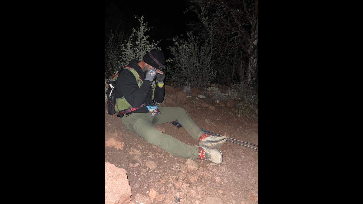 Los Banos’ James Thornton rests during the Cocodona 250 in Arizona.
