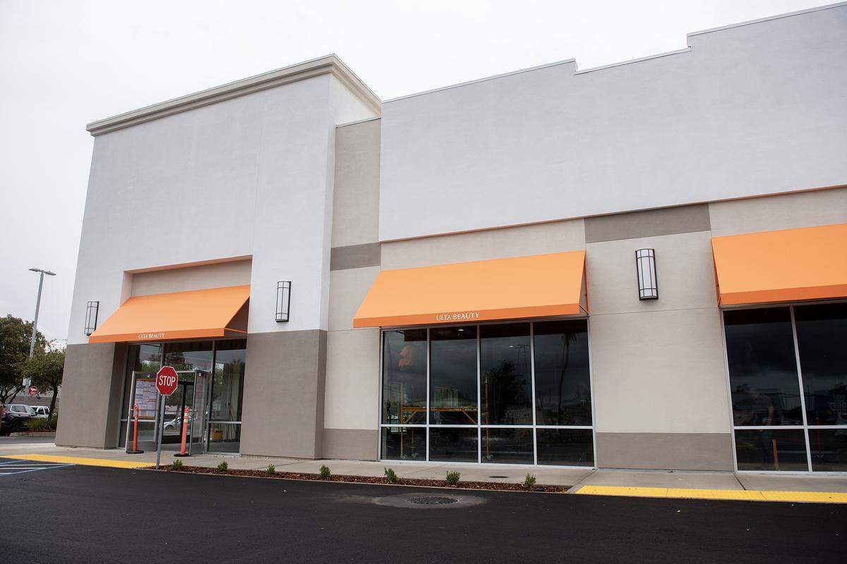 Construction continues on a new Ulta Beauty location at the Shoppes at Merced, in Merced, Calif., on Tuesday, Oct. 14, 2025. The national beauty retailer will join several other national retailers to open a location in the shopping center next to the Marketplace at Merced. 