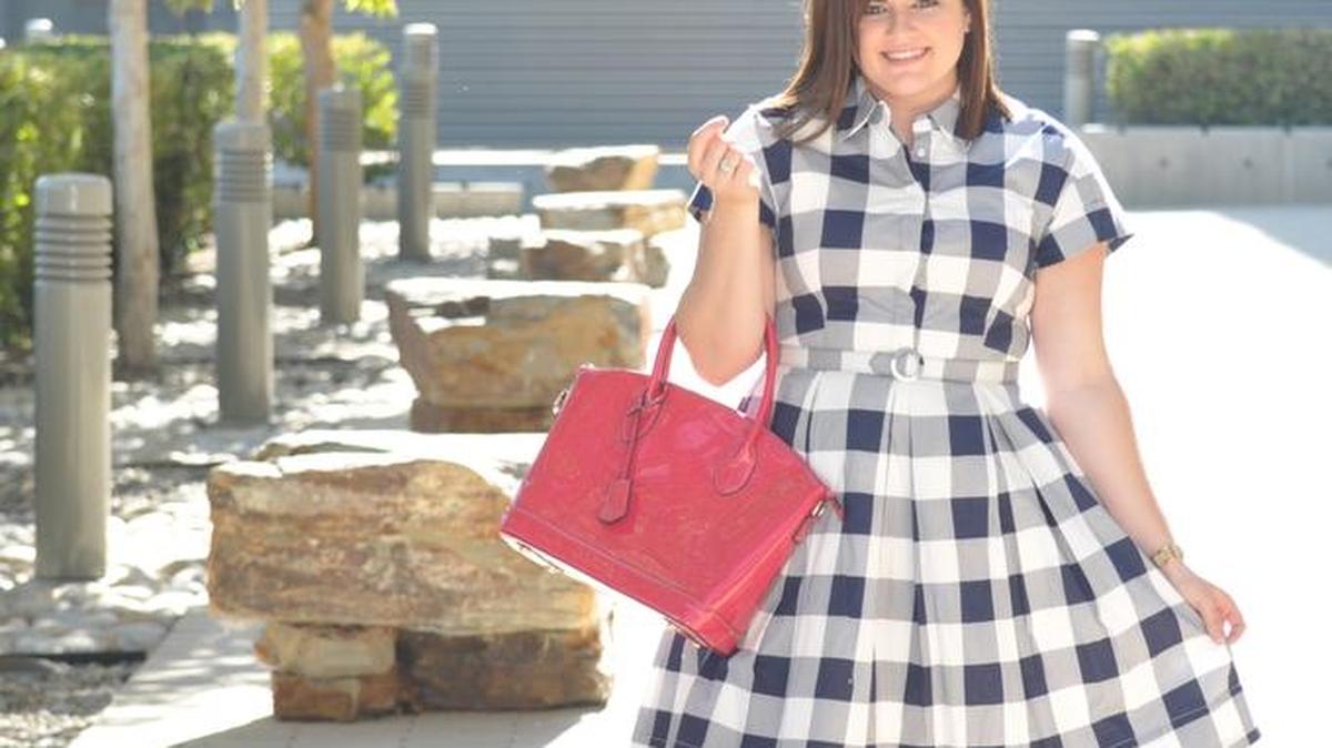 I found this blue gingham dress at Nordstrom Rack and couldn’t love it more. The blue is pretty subtle, but when you add a bright pink purse, it changes the entire outfit.