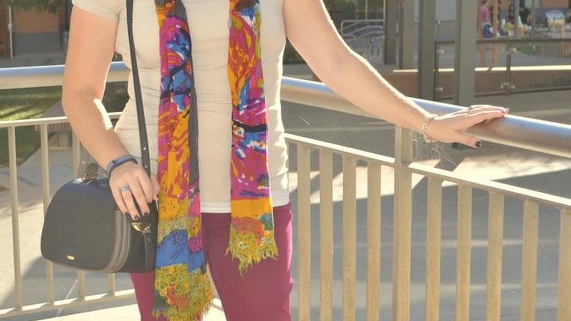 Michelle Oliver: Colorful pants and scarf are comfy and versatile