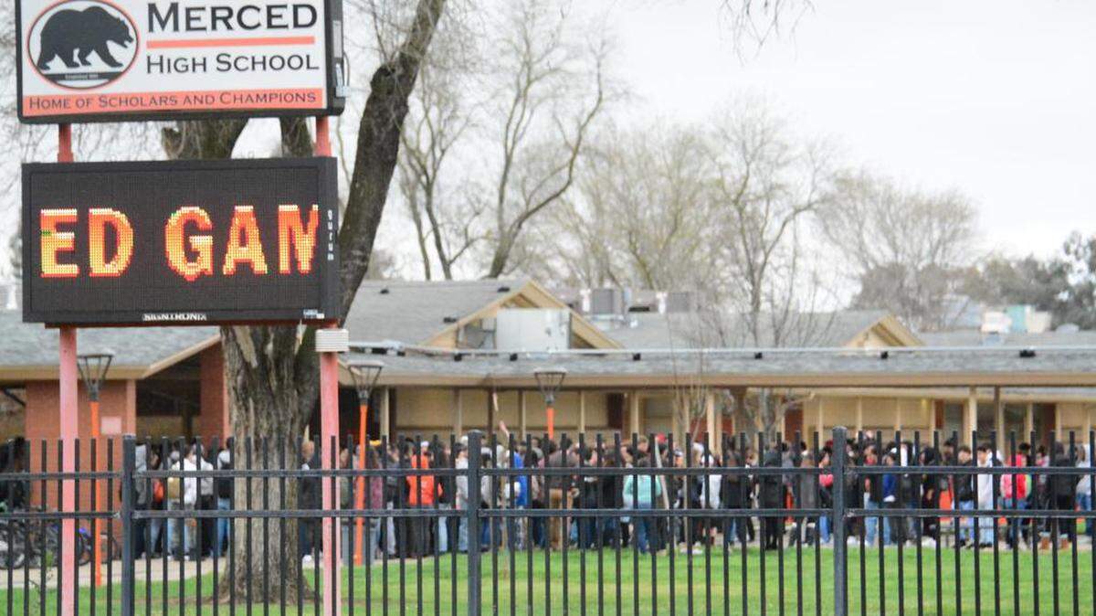 Merced High School on March 14, 2018.
