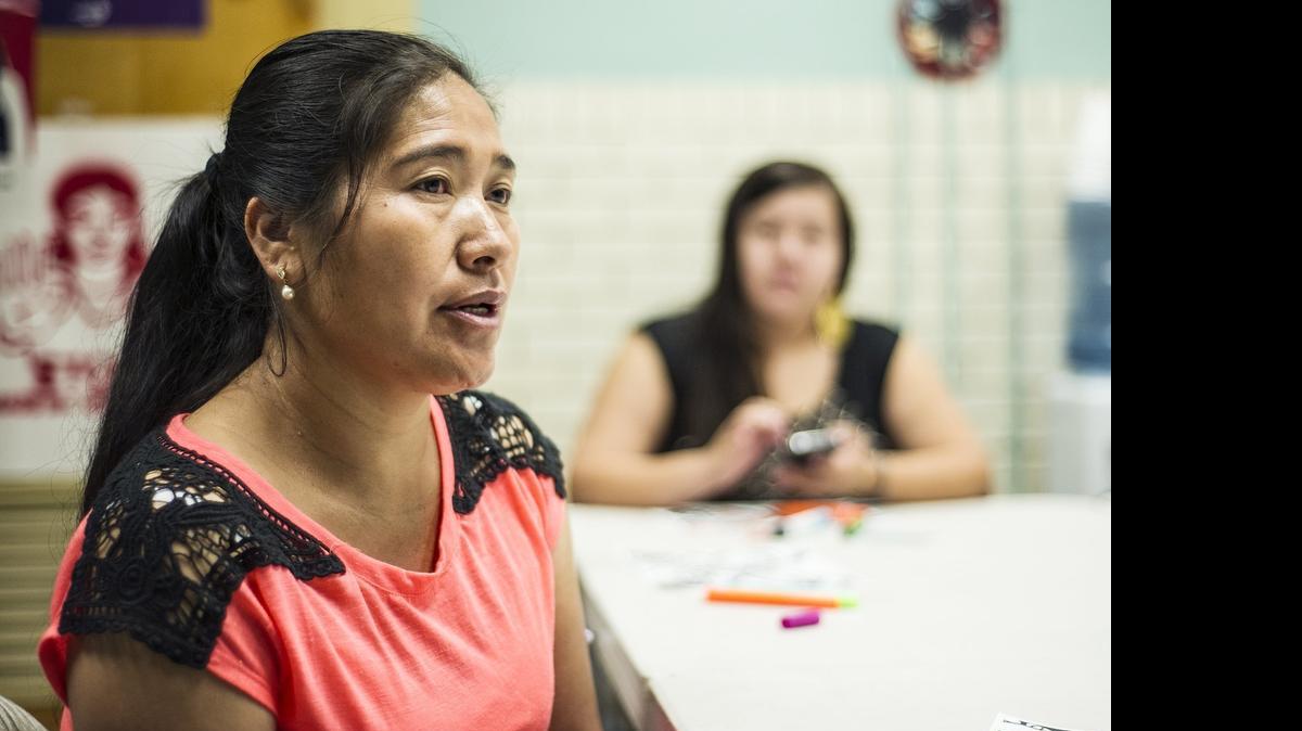
Adelina Hernandez of Merced, speaks about her experience as an undocumented farmworker in Merced.last Friday.
