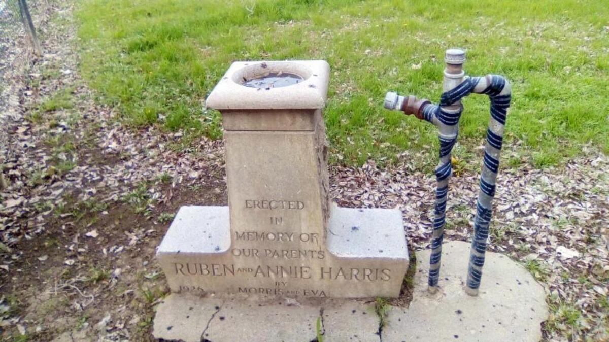 The Harris Memorial on the grounds of John C. Fremont School, 2019. (Courthouse Museum Collection)