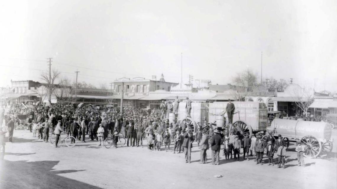 Mule train traveling from Death Valley to Merced
