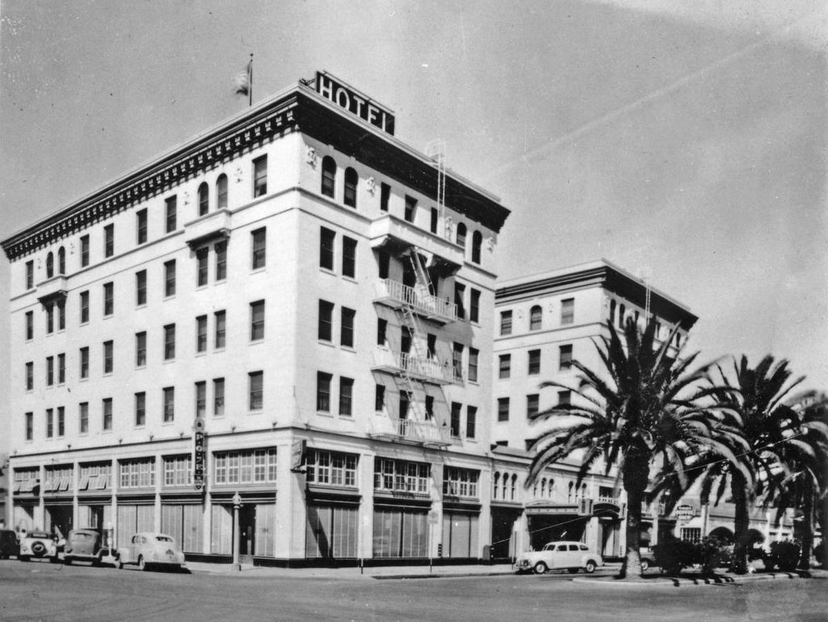 The Hotel Tioga, located on the northwest corner of Main and N streets, was built by Ralph McLeran of San Francisco in 1928. (Courthouse Museum Collection)