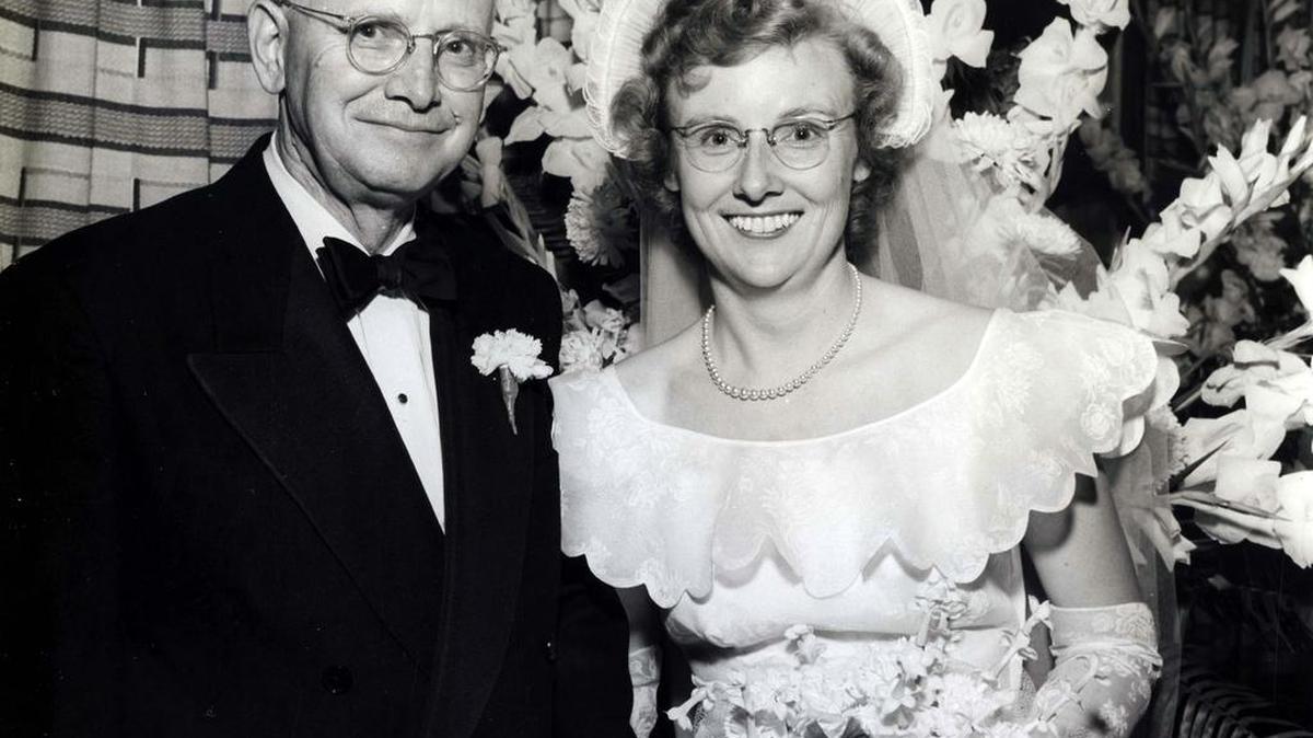 Andrew Schottky at his daughter Kathleen’s wedding. By this time, Schottky was a Superior Court Judge in Mariposa County. Kathleen Schottky Jones and her family came to visit the “Shaping Justice” exhibit at the Courthouse Museum on September 25, 2019. (Courthouse Museum Collection)