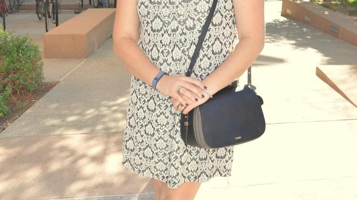 Michelle Oliver wears the dress with a pair of heels.