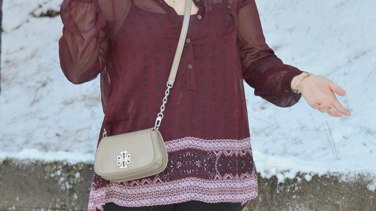 This oversized shirt from the Knox Rose line at Target is perfect to wear over leggings.