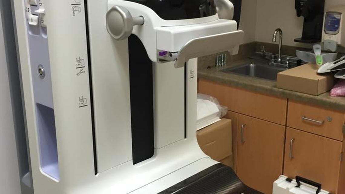 The newly installed 3-D mammography machine is seen at Mercy Medical Center on Thursday, June 9, 2016.