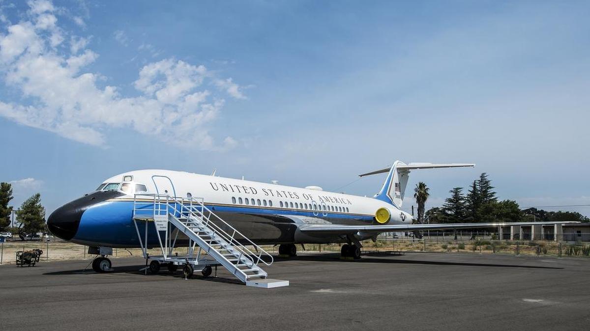 
The former Air Force One aircraft is seen at Castle Air Museum in Atwater on Thursday. Merced County District Supervisors John Pedrozo, Hubert Walsh and Jerry O’Banion allocated a total of $5,000 collectively for the presidential plane pad in 2015.
