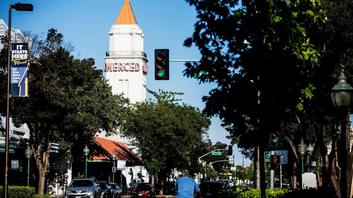 
The Merced Theatre located at 301 West Main Street in Merced, Calif., in July.  The Merced Main Street Association recently announced a grant program to beautify downtown buildings. 
