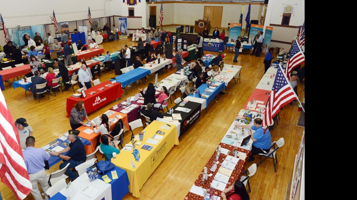 
About 170 people, including 65 veterans, gathered at the American Legion Hall in Merced to speak with employers during a job fair last year. A veterans group plans another from 9 a.m. to 1 p.m. Wednesday at the American Legion Hall, 939 W. Main St.
