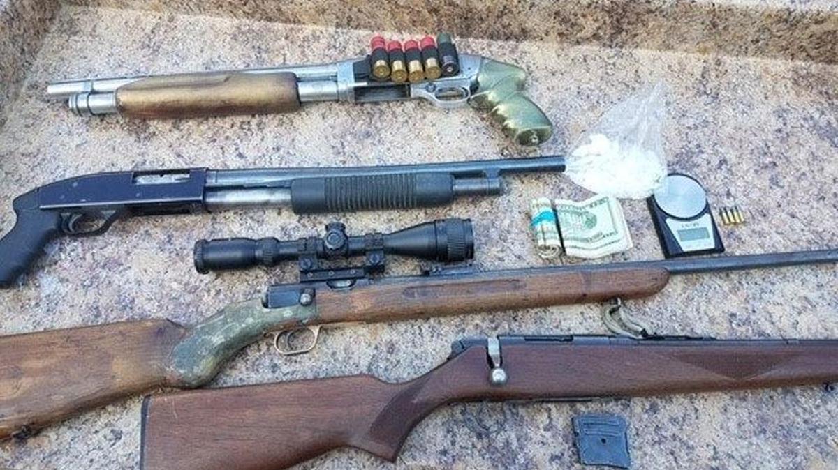 Officers confiscated multiple guns and packaged methamphetamine from the home of Angel Vasquez in Livingston on Friday.