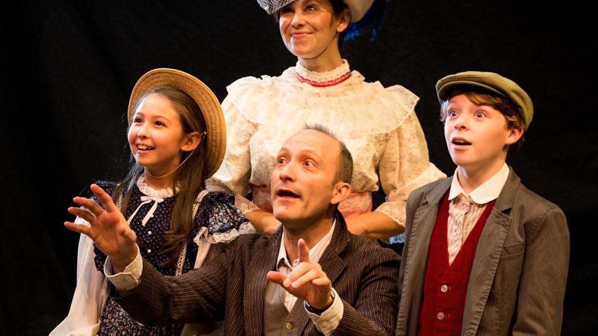 The cast of “Mary Poppins” features Jenni Samuelson in the title role, Colton Dennis as Bert, and Miori Kennedy and Spencer Brown as the children. It premieres Friday.