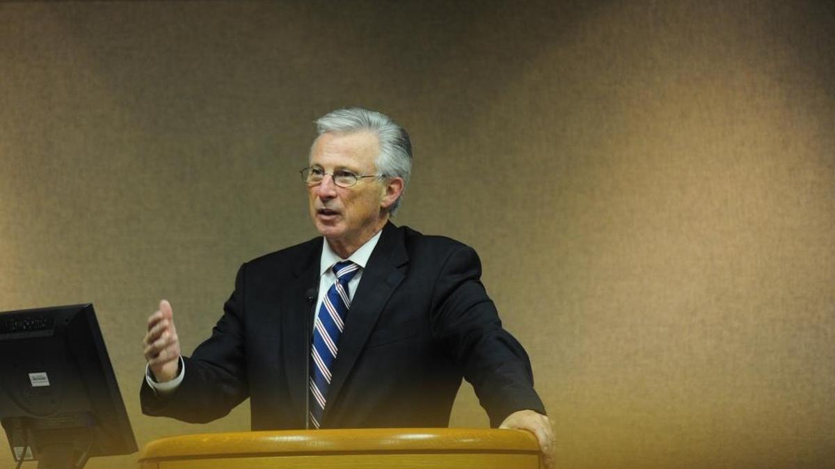 City Manager John Bramble, seen speaking in 2010, will retire in December. The firm searching for the next city manager received 31 applications for the job, according to city staff. .