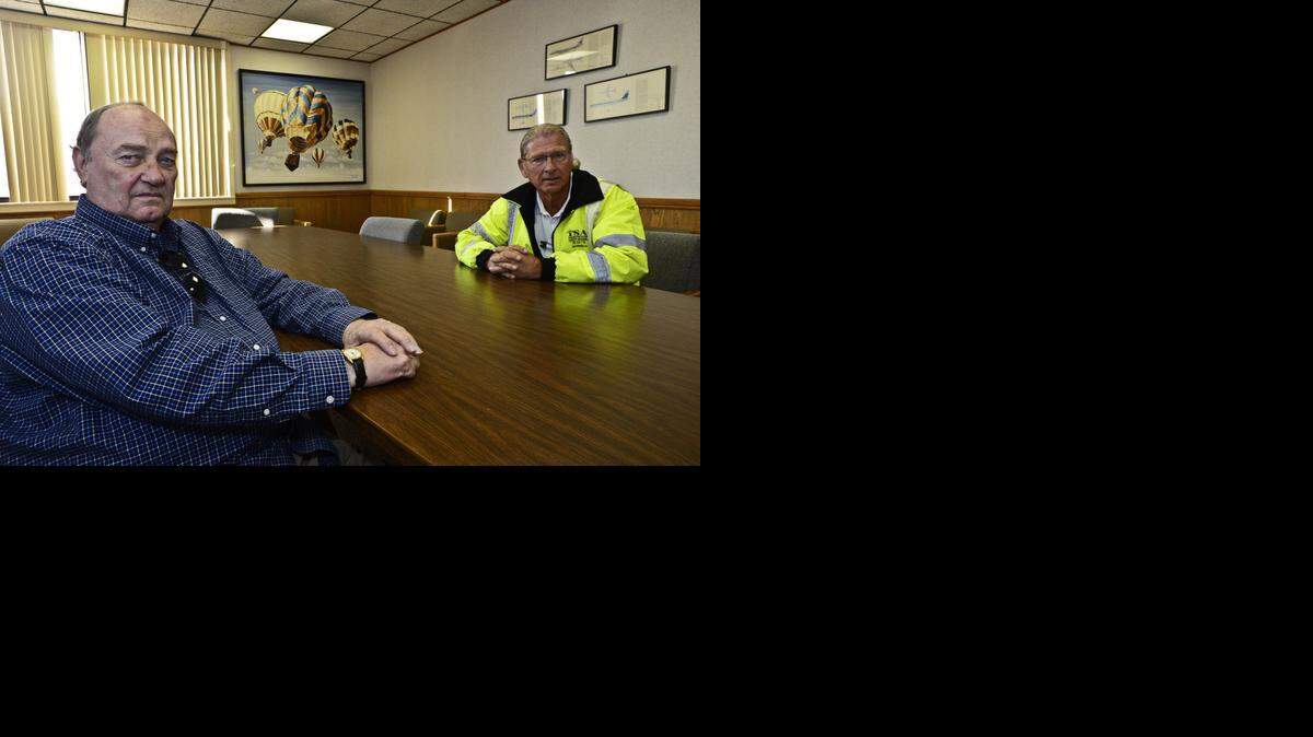 
Merced Mayor Stan Thurston, left, and Atwater Mayor-elect Jim Price are seen at their business Gemini Flight Support at Castle Airport in Atwater on Wednesday. The two have been business partners since 2000.
