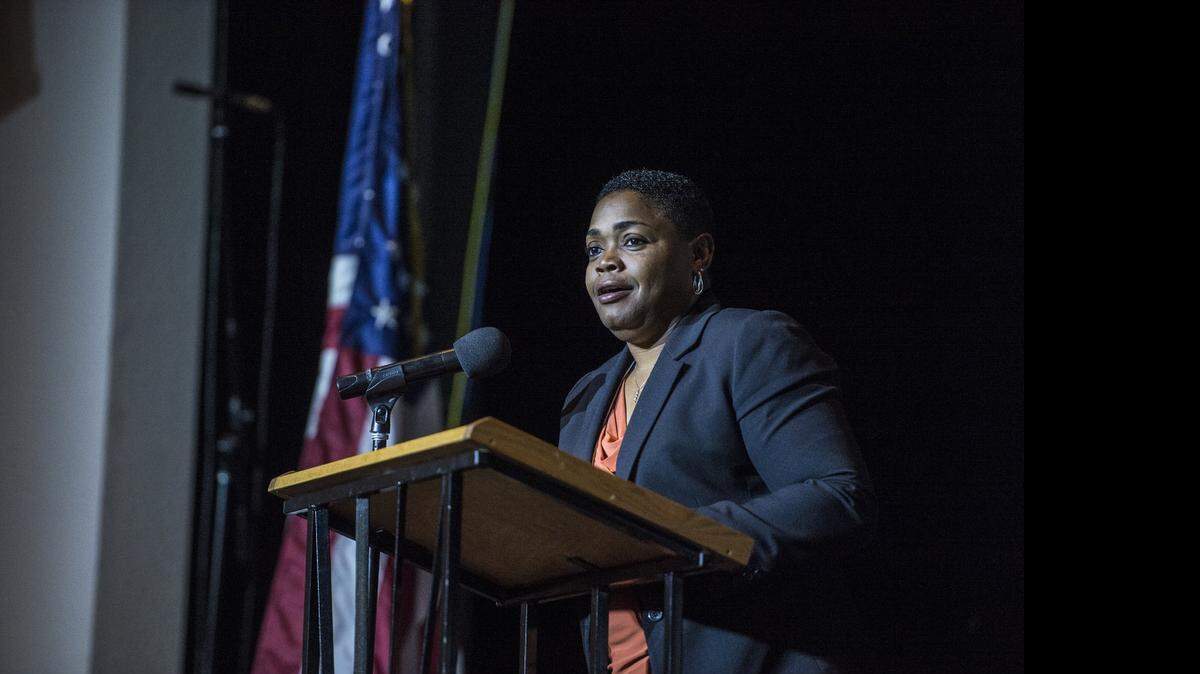 Yvonnia Brown, Merced County’s mental health director, speaks at the summit, where childhood stress was discussed.<252><252>
